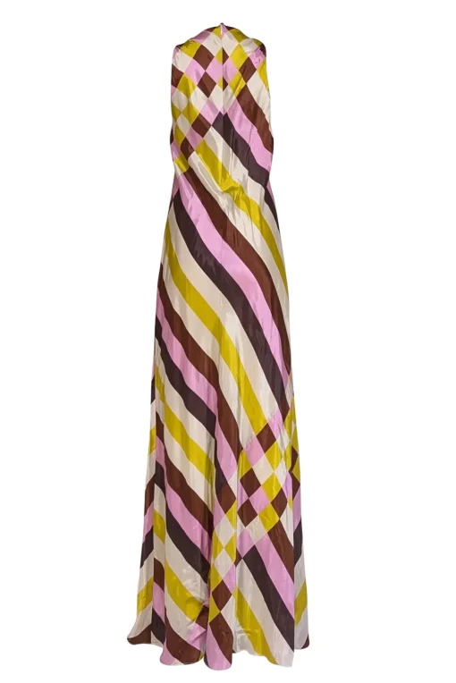 Lela Rose - Cream, Brown, Lavender, & Chartreuse Print Sleeveless Formal Dress Sz 4