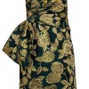 Lela Rose - Green & Gold Floral Jacquard Strapless Dress Sz 6