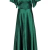 Lela Rose - Green Hammered Satin Midi Dress Sz 6