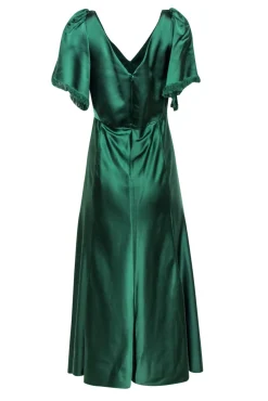 Lela Rose - Green Hammered Satin Midi Dress Sz 6