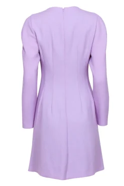 Lela Rose - Lavendar Wool Blend Sheath Dress w/ Silver Floral Applique Sz 6