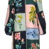 Lela Rose - Multicolor Floral Portrait Print Balloon Sleeve Shift Dress Sz 6