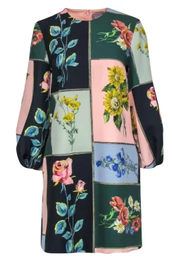 Lela Rose - Multicolor Floral Portrait Print Balloon Sleeve Shift Dress Sz 6