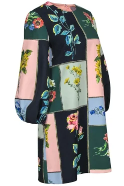 Lela Rose - Multicolor Floral Portrait Print Balloon Sleeve Shift Dress Sz 6