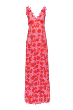 Lela Rose - Pink & Orange Print Formal Dress Sz 6
