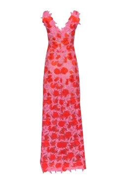 Lela Rose - Pink & Orange Print Formal Dress Sz 6