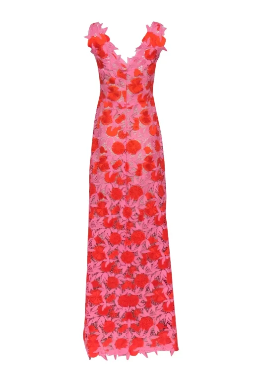 Lela Rose - Pink & Orange Print Formal Dress Sz 6
