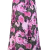 Lela Rose - Pink, Purple, & Black Floral Print Sleeveless Mock Neck Blouse Sz 6