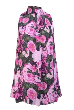 Lela Rose - Pink, Purple, & Black Floral Print Sleeveless Mock Neck Blouse Sz 6