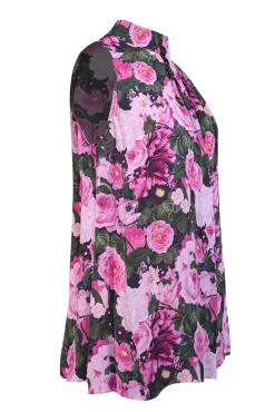 Lela Rose - Pink, Purple, & Black Floral Print Sleeveless Mock Neck Blouse Sz 6