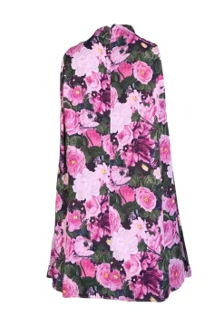 Lela Rose - Pink, Purple, & Black Floral Print Sleeveless Mock Neck Blouse Sz 6