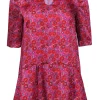 Lela Rose - Pink, Red & Purple Floral Print Blouse w/ Peplum Hem Sz 4