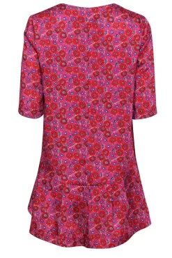 Lela Rose - Pink, Red & Purple Floral Print Blouse w/ Peplum Hem Sz 4