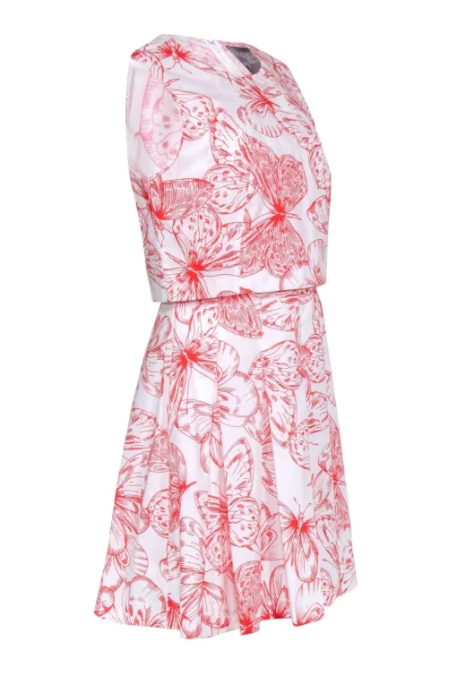 Lela Rose - White & Red Floral Print Dress Sz 8