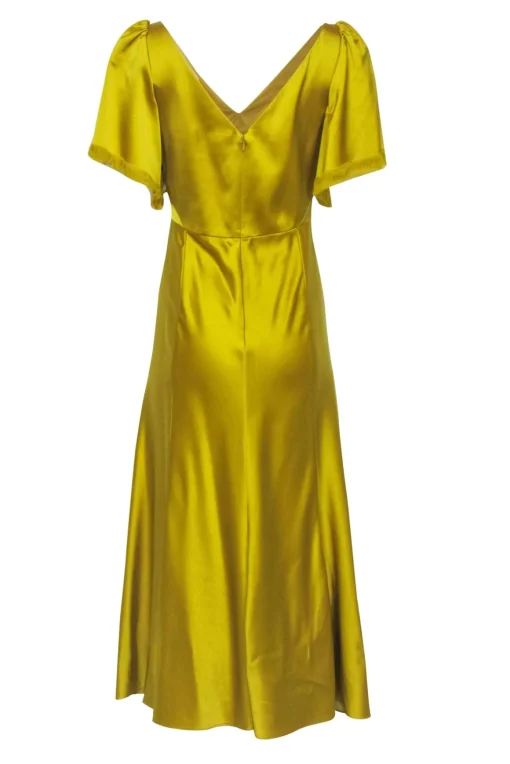 Lela Rose - Yellow Hammered Satin Midi Dress Sz 6