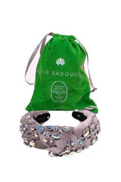 Lele Sadoughi - Dove Grey Velvet Headband w/ Swarovski Crystals