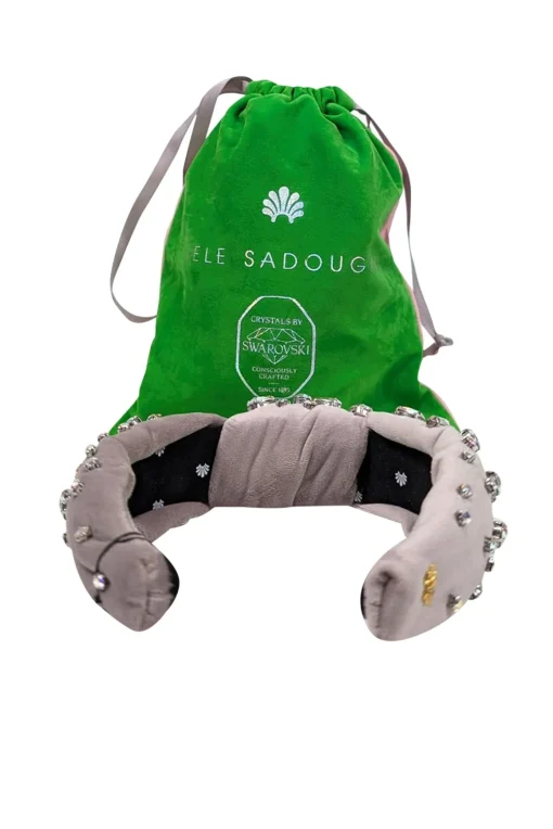 Lele Sadoughi - Dove Grey Velvet Headband w/ Swarovski Crystals