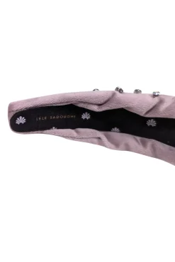 Lele Sadoughi - Dove Grey Velvet Headband w/ Swarovski Crystals