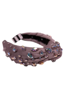 Lele Sadoughi - Dove Grey Velvet Headband w/ Swarovski Crystals