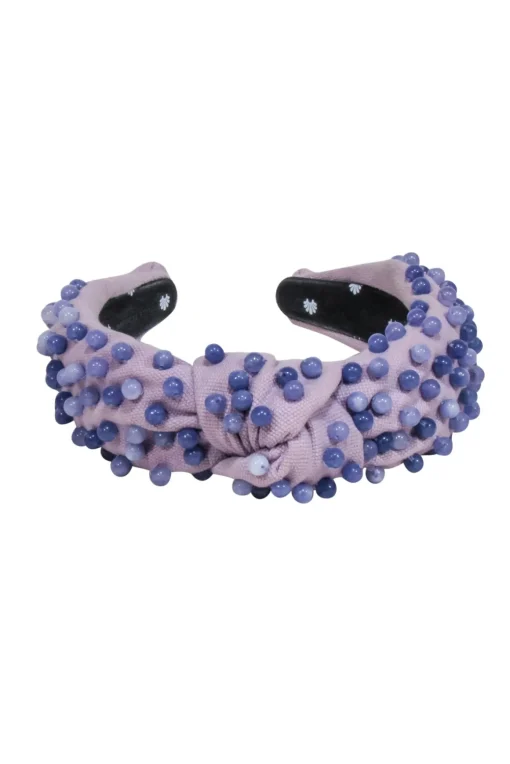 Lele Sadoughi - Lilac Knot Front Headband w/ Purple Bead Embellishment