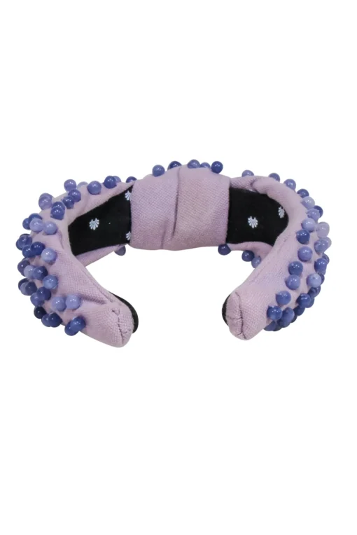 Lele Sadoughi - Lilac Knot Front Headband w/ Purple Bead Embellishment