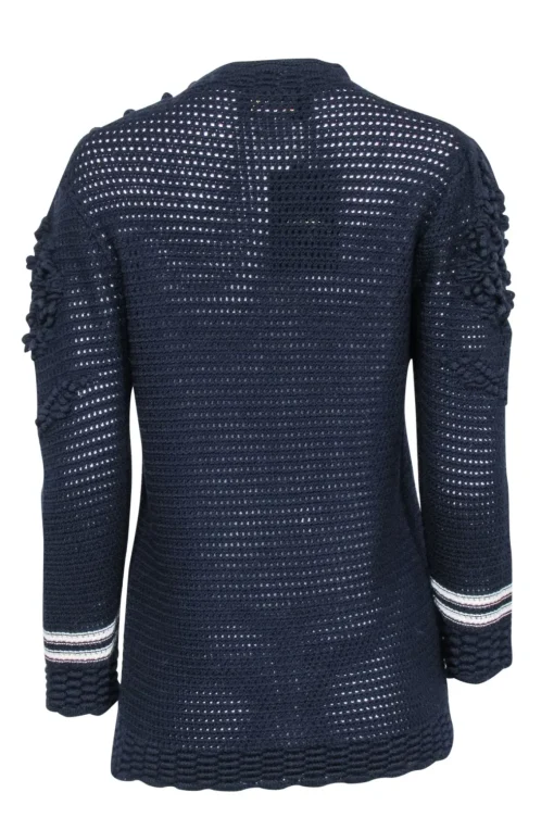 Les Copains - Navy Knit Sweater w/ Textured Sleeves Sz 8