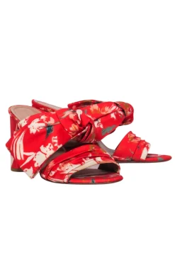 Lewitt - Red Floral Print Mule Pump Sz 7.0