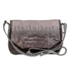 Liebeskind - Grey Smooth & Embossed Leather Shoulder Bag w/ Adjustable Strap