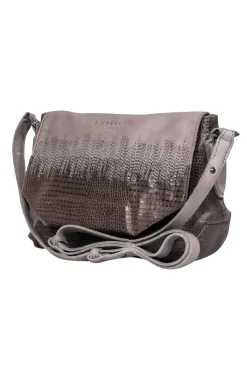 Liebeskind - Grey Smooth & Embossed Leather Shoulder Bag w/ Adjustable Strap