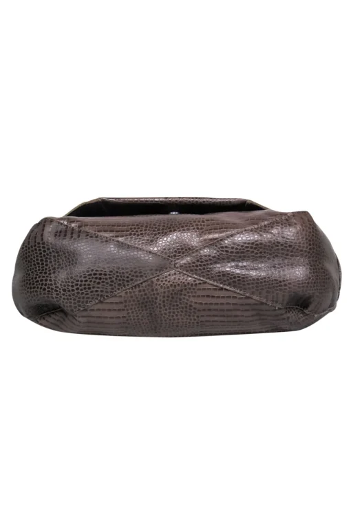 Liebeskind - Grey Smooth & Embossed Leather Shoulder Bag w/ Adjustable Strap