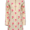 Lilly Pulitzer - Beige & Pink Beaded Palm Tree Print "Skipper" Hoodie Dress Sz S