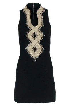Lilly Pulitzer - Black Sleeveless Mini Dress w/ Gold Embroidery Sz 00