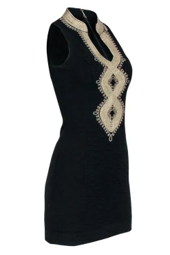 Lilly Pulitzer - Black Sleeveless Mini Dress w/ Gold Embroidery Sz 00