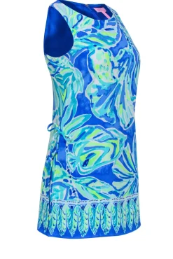 Lilly Pulitzer - Blue & Green Leaf Print Sleeveless Romper w/ Overlay Sz 0