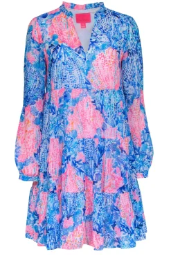 Lilly Pulitzer - Blue & Pink Shell Print Long Sleeve Sz 6