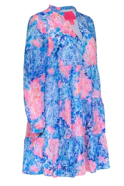 Lilly Pulitzer - Blue & Pink Shell Print Long Sleeve Sz 6