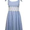 Lilly Pulitzer - Blue & White Striped Seersucker Dress w/ Lace Trim Sz 4