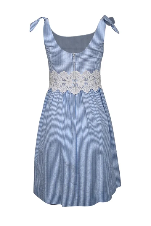 Lilly Pulitzer - Blue & White Striped Seersucker Dress w/ Lace Trim Sz 4