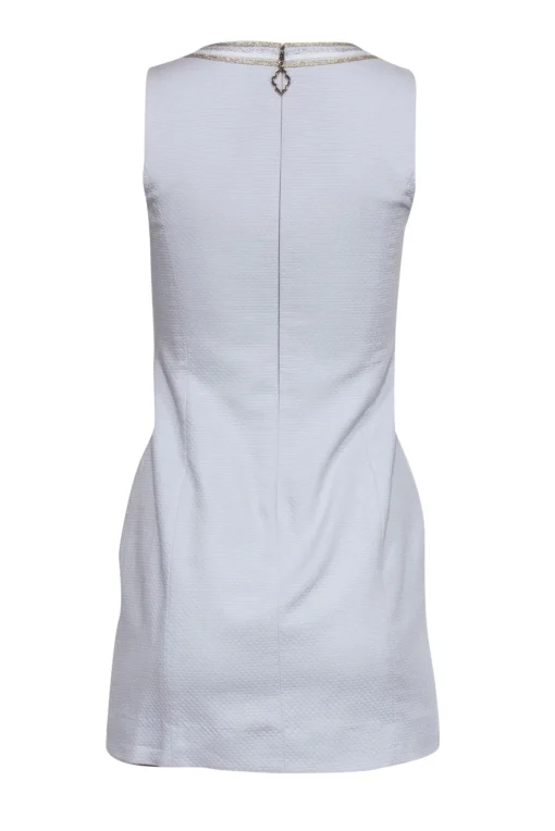 Lilly Pulitzer - Grey Cotton Sheath Dress w/ Metallic Embroidery Sz 00