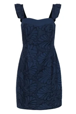 Lilly Pulitzer - Navy Cotton Eyelet Sheath Dress w/ Ruffled Straps Sz 10