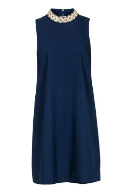Lilly Pulitzer - Navy Swing Dress w/ Embellished Neckline Sz 8