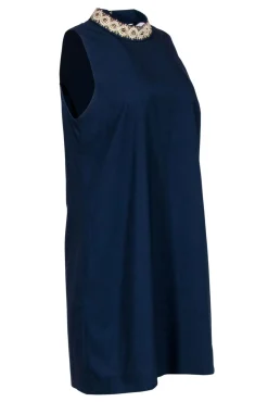 Lilly Pulitzer - Navy Swing Dress w/ Embellished Neckline Sz 8