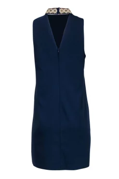 Lilly Pulitzer - Navy Swing Dress w/ Embellished Neckline Sz 8