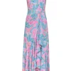 Lilly Pulitzer - Pink & Aqua Blue Print Sleeveless Maxi Dress Sz 00
