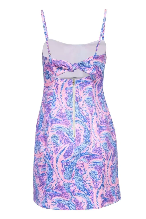 Lilly Pulitzer - Pink & Blue Alligator & Pineapple Print Sheath Dress Sz 6