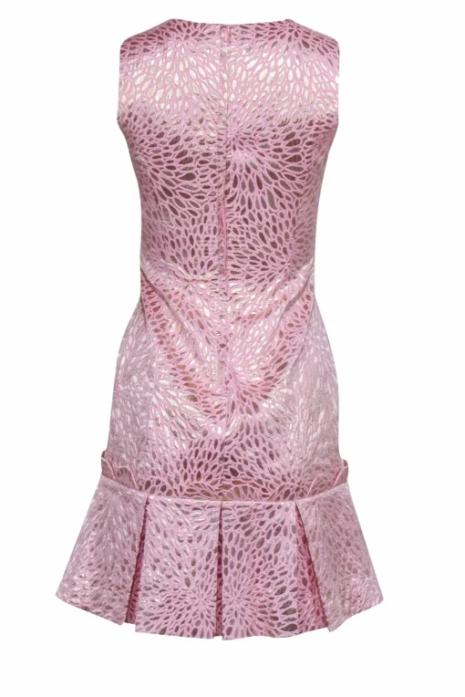 Lilly Pulitzer - Pink & Gold Sheath Dress w/ Pleated Hem Sz 0