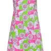 Lilly Pulitzer - Pink & Green Strapless Dress w/ Leopardsr Detail Sz 8