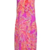 Lilly Pulitzer - Pink & Neon Orange Abrstrac Print Mid Maxi Dress Sz XXS