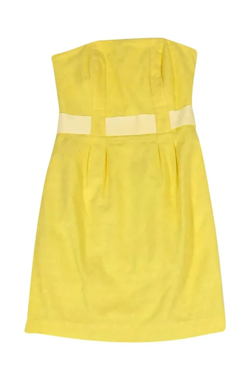 Lilly Pulitzer - Strapless Yellow Textured Dress Sz 4