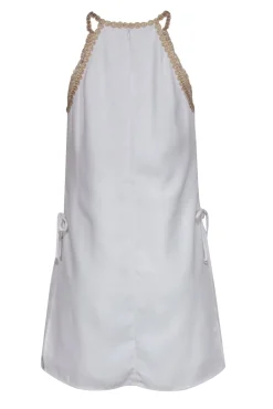 Lilly Pulitzer - White & Gold Embroidered Sleeveless Romper w/ Overlay Sz 6